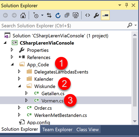 Oefening OO code schrijven - Solution Explorer